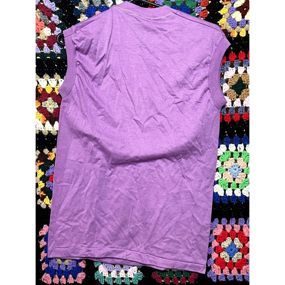 Conway Twitty Purple Vintage Single Stitch Screen Stars Purple Sleeveless Shirt - Picture 5 of 5